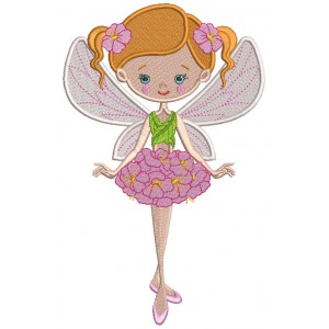 Spring Fairy Ballerina Filled Machine Embroidery Design Digitized Pattern